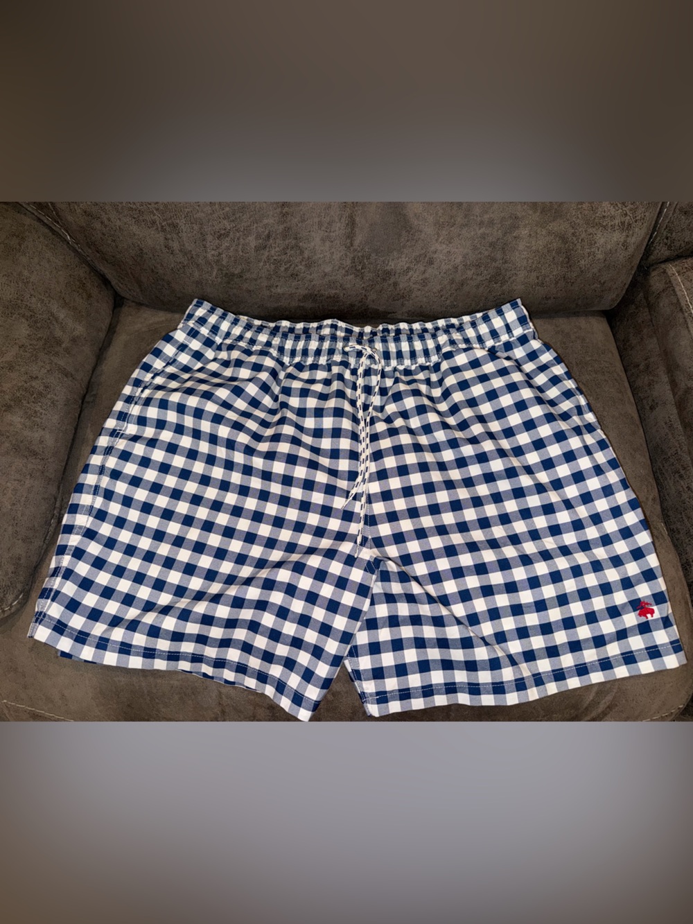 Brooks Brothers Navy and White Gingham Pull-On Shorts